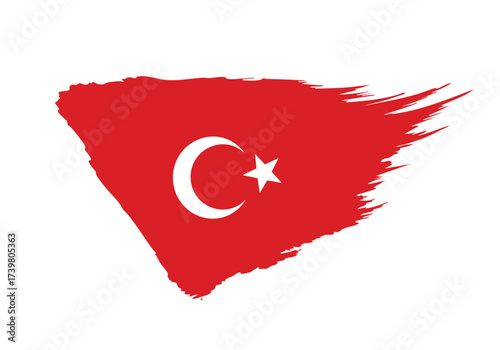 Dynamic Turkish flag with artistic brush strokes evokes national pride and cultural heritage, perfect for patriotic themes.