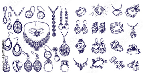 Jewellery and accessories doodle set 