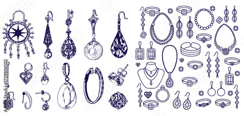 Jewellery and accessories doodle set 