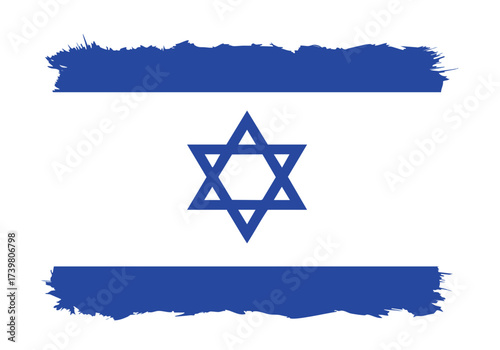 Dynamic Israeli flag design with brushstroke texture and Star of David, symbolizing national pride and heritage for powerful graphic applications.