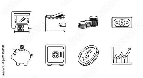 Financial Icons Money, Savings, and Banking Elements