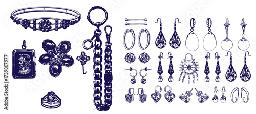 Jewellery and accessories doodle set 