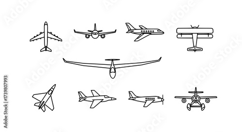Collection of Plane Icons for Design Projects and Creative Applications