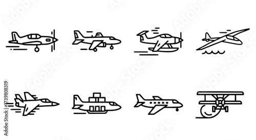 Collection of Linear Design Aircraft Icons