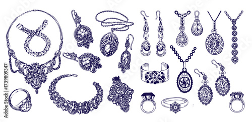 Jewellery and accessories doodle set 