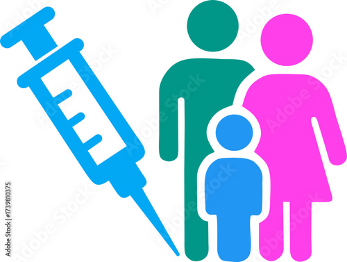 vector illustration of Family Vaccination Icon, isolated on white