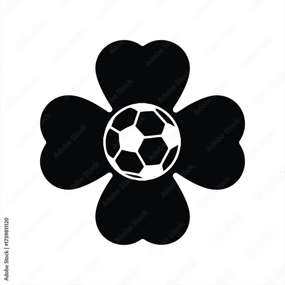 Obraz premium Lucky Soccer Ball Clover Graphic Icon