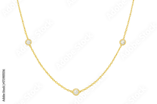 Wallpaper Mural Gold necklace with three diamonds, isolated on transparent background Torontodigital.ca