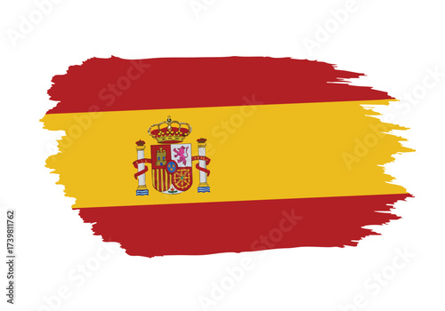 Vibrant Spanish flag with distressed brushstroke texture symbolizing national pride and rich heritage, perfect for patriotic events and cultural showcases