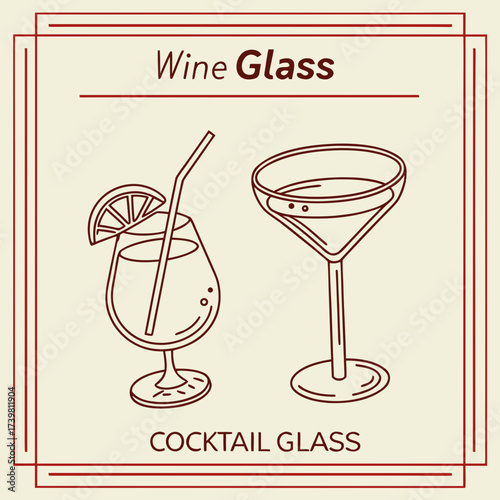 Wine and cocktail glasses illustration