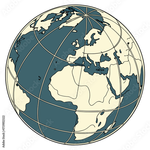 World globe illustration showing continents and oceans