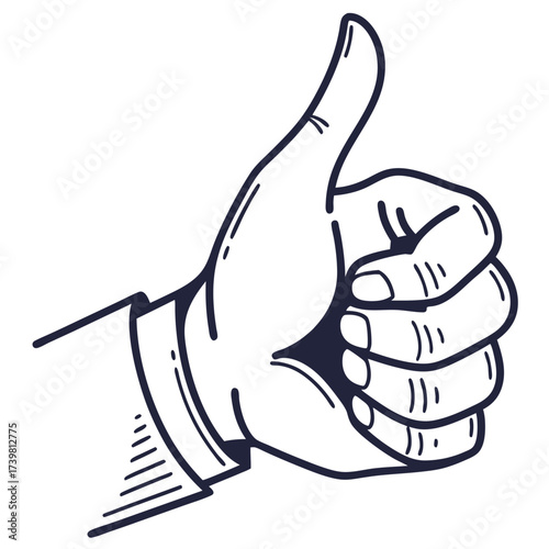 Thumbs up hand gesture, positive feedback icon