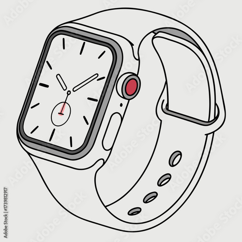 Illustration of a white smartwatch with a white band