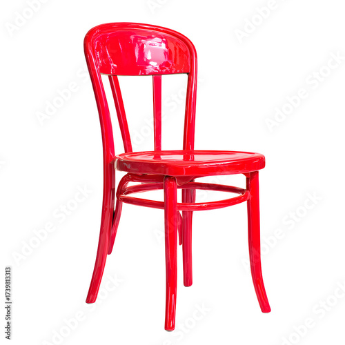 Stylish Vivid Red Chair Furniture Object Isolated on White Background