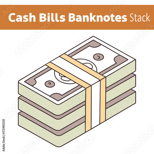 Illustration of a stack of cash bills banknotes