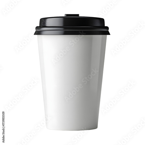 Wallpaper Mural Stylish White Disposable Coffee Cup with Black Lid for Takeaway Beverages Torontodigital.ca