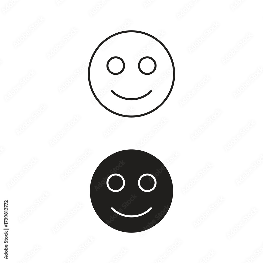 Fototapeta premium Smiling and Frowning Face Icon Set ? Vector Emoticon Symbols on White Background..eps