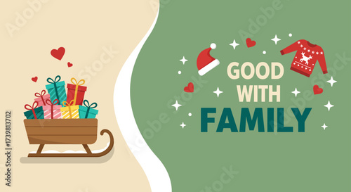 Happy christmas good with family celebration illustration