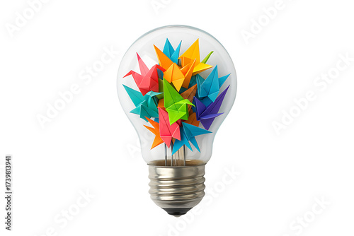 Creative idea light bulb isolated on transparent background