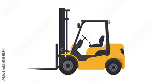 Yellow Forklift Truck with Black Mast and Wheels.