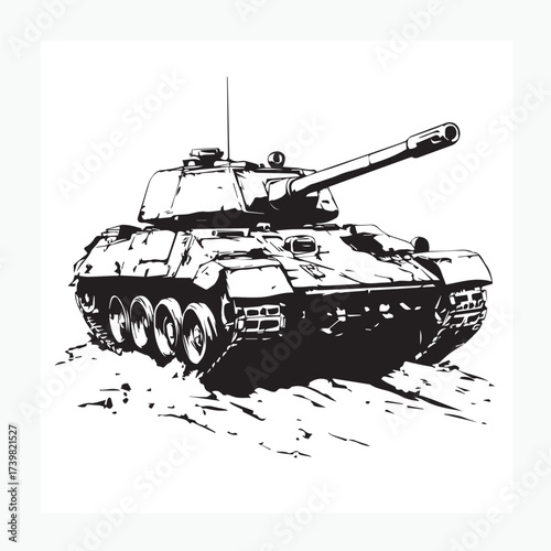 military tank isolated on white