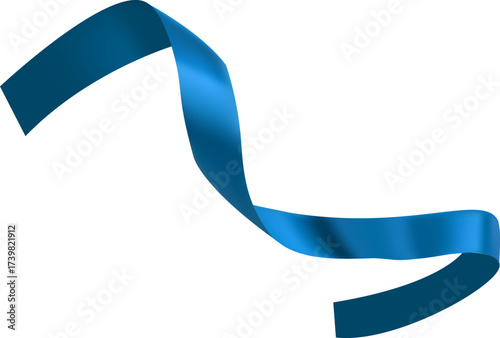 Blue ribbon curl isolated on white background