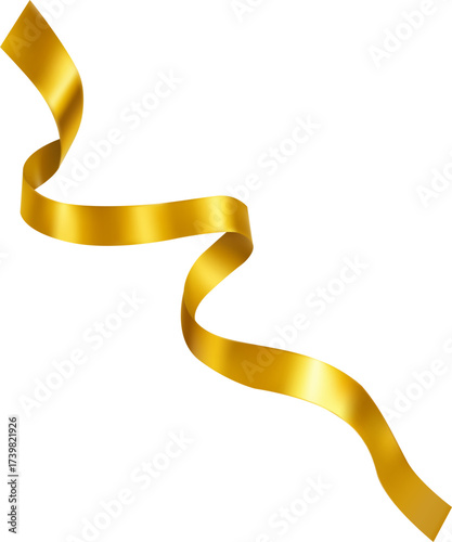 Golden ribbon curl isolated on white background