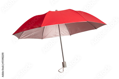 A red umbrella isolated on transparent PNG.