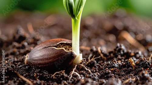 Macro Time Lapse Video of Plant Seed Germination.