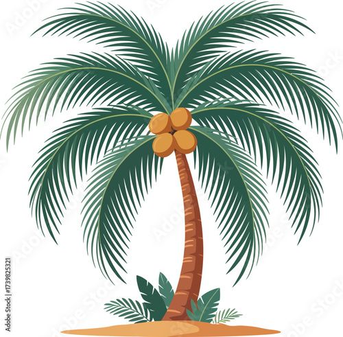 Palm tree vector illustration tropical beach nature exotic paradise isolated on white background