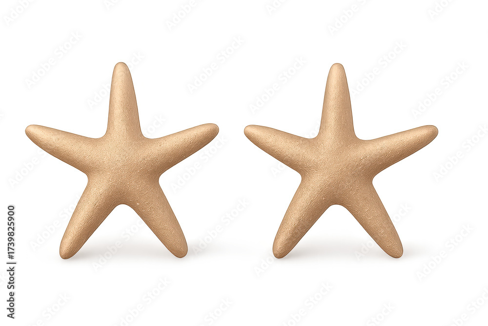 Obraz premium Two Starfish close up isolated on a transparent background, golden stars