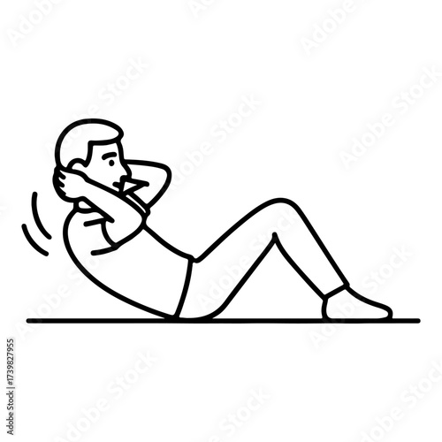 Vector line icon man doing abdominal exercises on a white background
Vector line icon on a white background