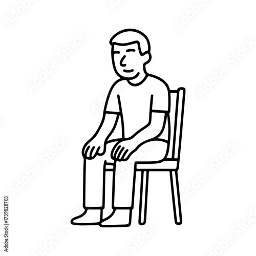 Vector line icon man sitting on a chair with his hands on his knees on a white background
Vector line icon on a white background