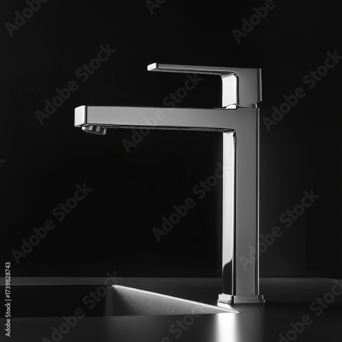 Modern Square Edged Kitchen Faucet in Detail