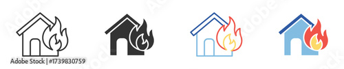 House On Fire Icon set, House burning icon , vector illustration . 