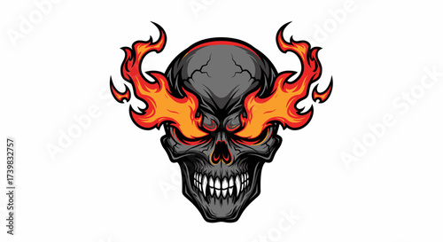 Intense skull with fiery eyes, perfect for edgy designs, gaming logos, or tattoo inspiration, bringing a dark and powerful vibe to your project