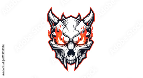 Infernal skull with glowing eyes, perfect for edgy gaming logos or dark fantasy themes, a truly striking and unforgettable design element