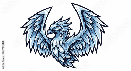 Stunning ice eagle with majestic wings, perfect for fantasy artwork and striking logo designs, radiating power and elegance, a dynamic symbol of strength