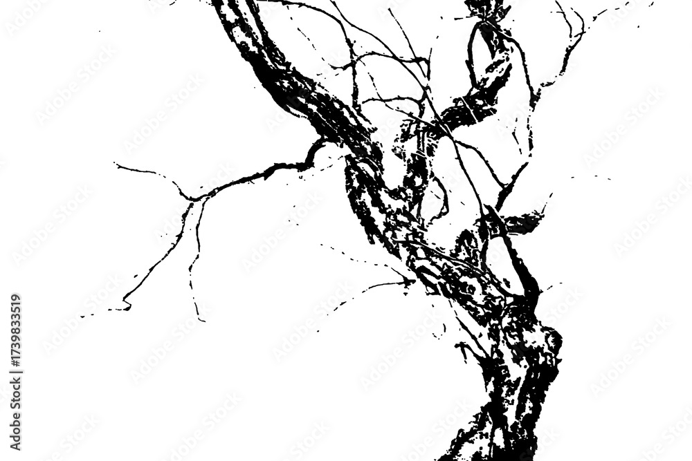 Obraz premium Black silhouette of dead tree branches against a solid, uniform background