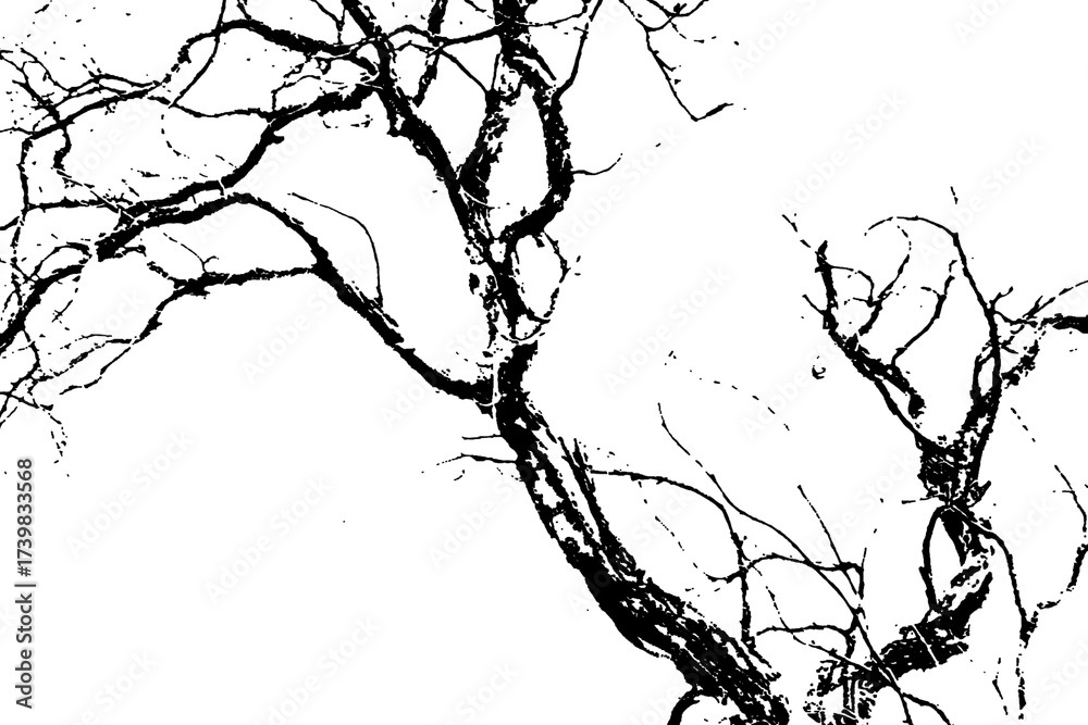 Obraz premium Black silhouette of dead tree branches against a solid, uniform background