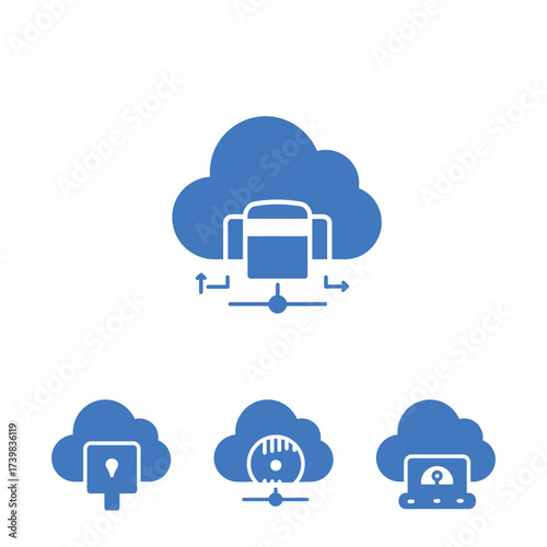 Cloud computing and data storage icons technology internet network server database digital connection online information system