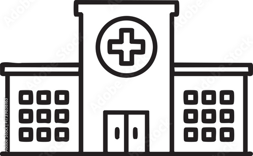 Hospital clinic medical center healthcare building health facility outline icon