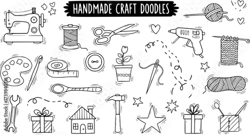 Handmade craft doodles collection for diy projects