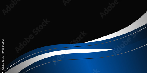 Abstract blue and silver curves with silver lines on dark steel mesh background. with free space for design. modern technology innovation concept background.eps