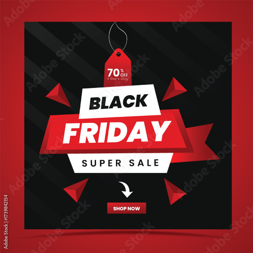 Black Friday Sale Social Media Pack Template Premium Vector with 50% Discount