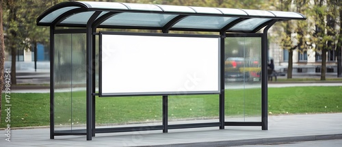 Blank advertising space mockup on a bus shelter for creative advertisement concept