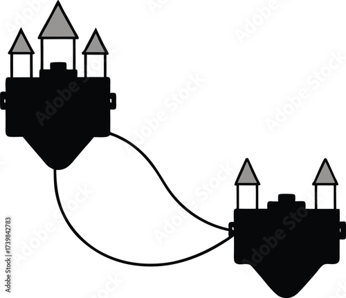 floating castle islands connected by bridges