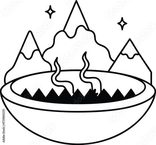 floating hot springs in fantasy mountain coloring