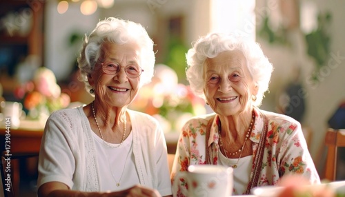 Two elderly women in a nursing home