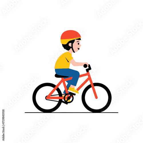 Young boy enjoying a fun ride on his skateboard, a dynamic cartoon illustration of a child's active lifestyle